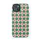 Christmas Ornament Phone Case Gift For Sister Magnetic iPhone Cover Holiday Harlequin Pattern Tough Protective Winter Accessory Style Charm