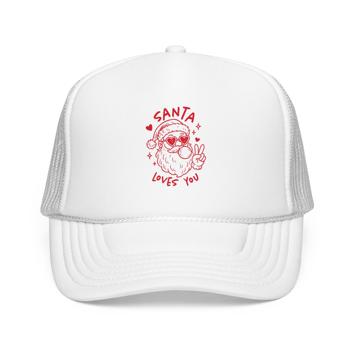 Santa Loves You Trucker Hat Gift For Girlfriend Christmas Mesh Cap Present For Best Friend Retro Holiday Accessory Cute Winter Style Chic
