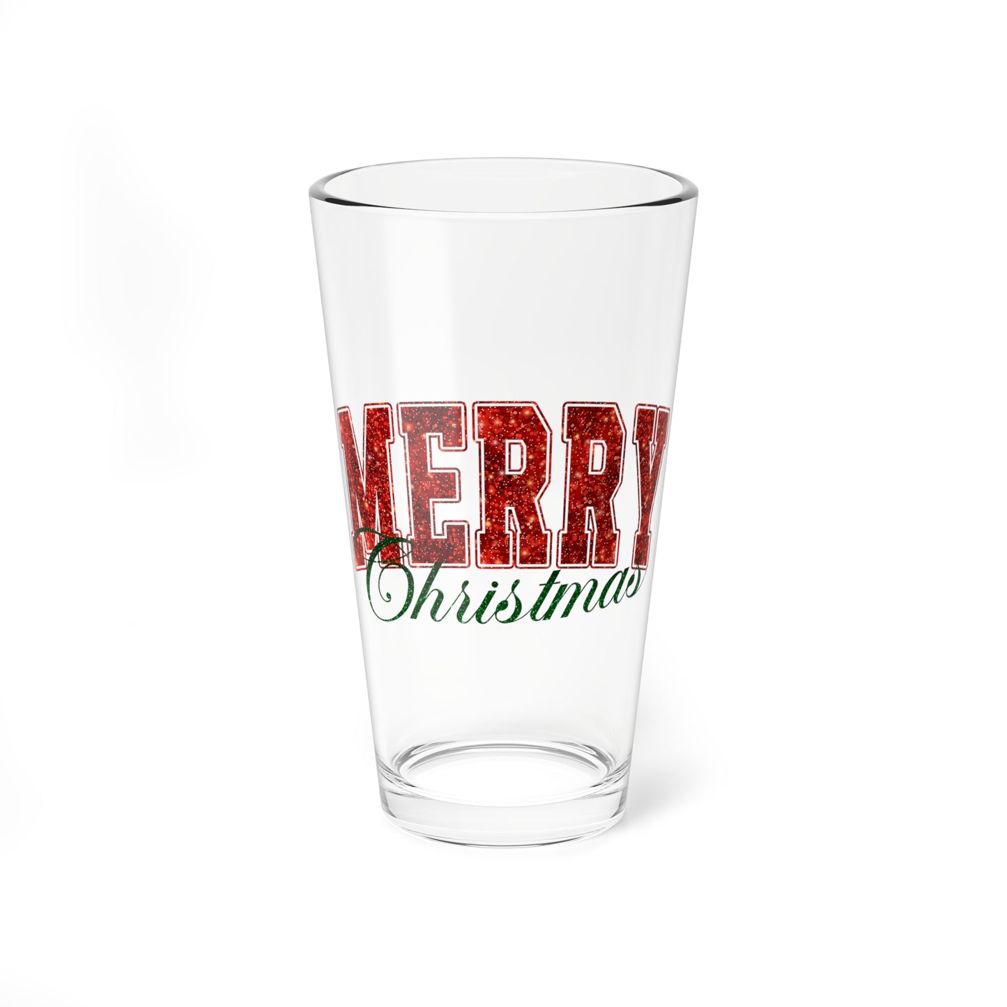 Merry Christmas Script Pint Glass Couple Gift Holiday Barware Host Present Festive Mixing Cup Winter Home Vessel Seasonal Drinkware Decor