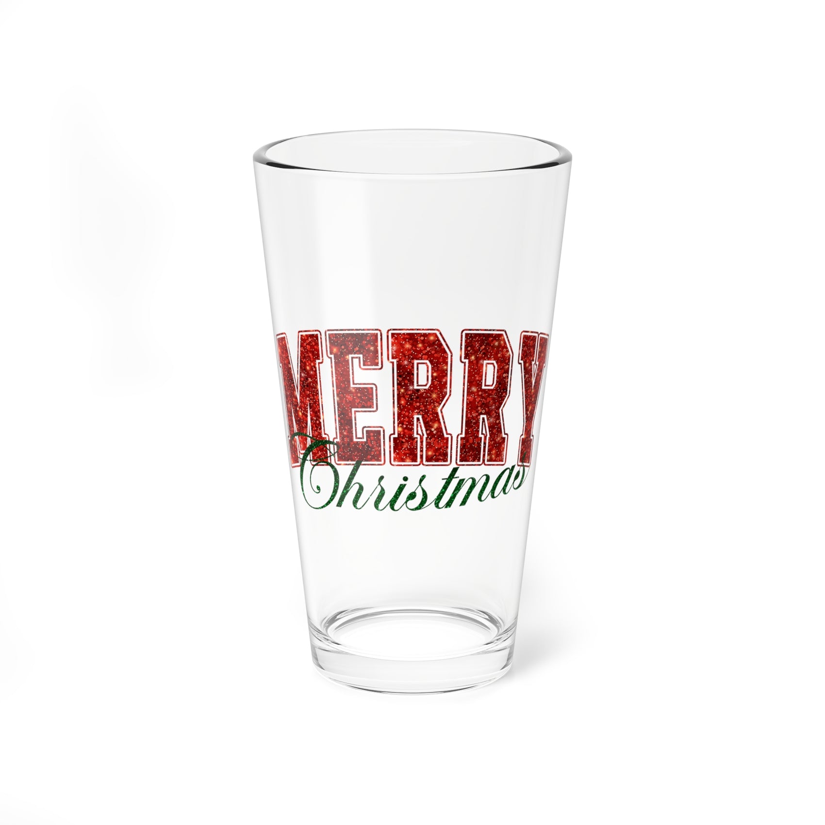 Merry Christmas Script Pint Glass Couple Gift Holiday Barware Host Present Festive Mixing Cup Winter Home Vessel Seasonal Drinkware Decor