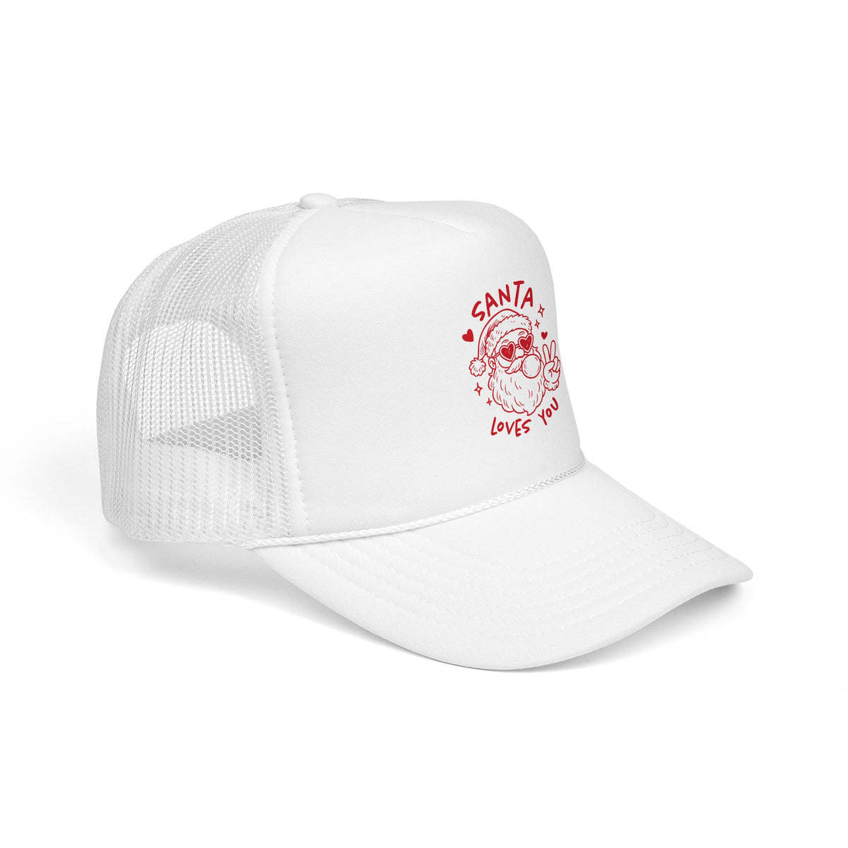 Santa Loves You Trucker Hat Gift For Girlfriend Christmas Mesh Cap Present For Best Friend Retro Holiday Accessory Cute Winter Style Chic