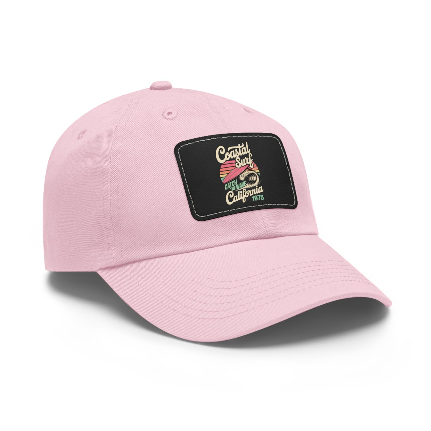 Coastal Surf Hat California Cap Gift For Surfers Hat Leather Patch Hat Pink Beach Hat Gift For Travelers Summer Travel Hat Retro Gift