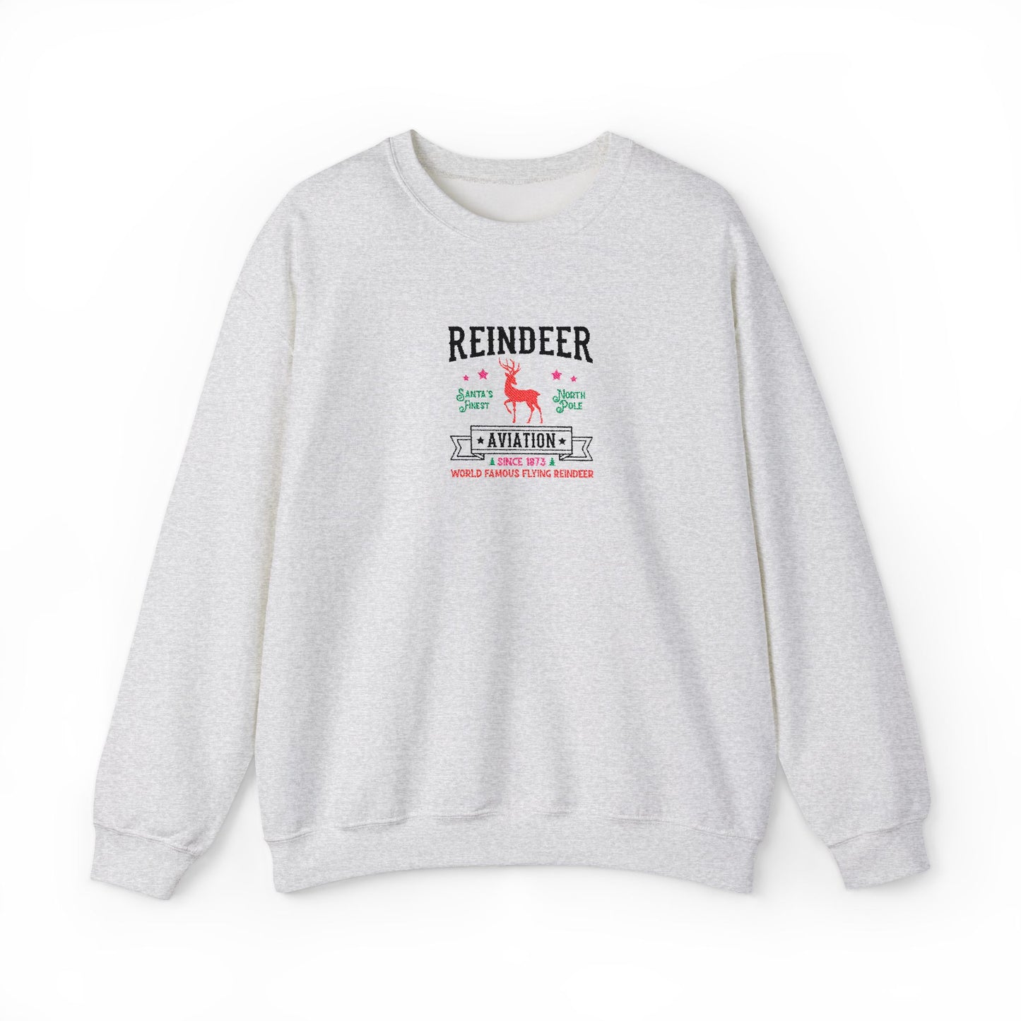 Vintage Reindeer Sweatshirt Retro Christmas Crewneck Embroidered Holiday Pullover North Pole Winter Gift For Her Cozy Seasonal Jumper Xmas