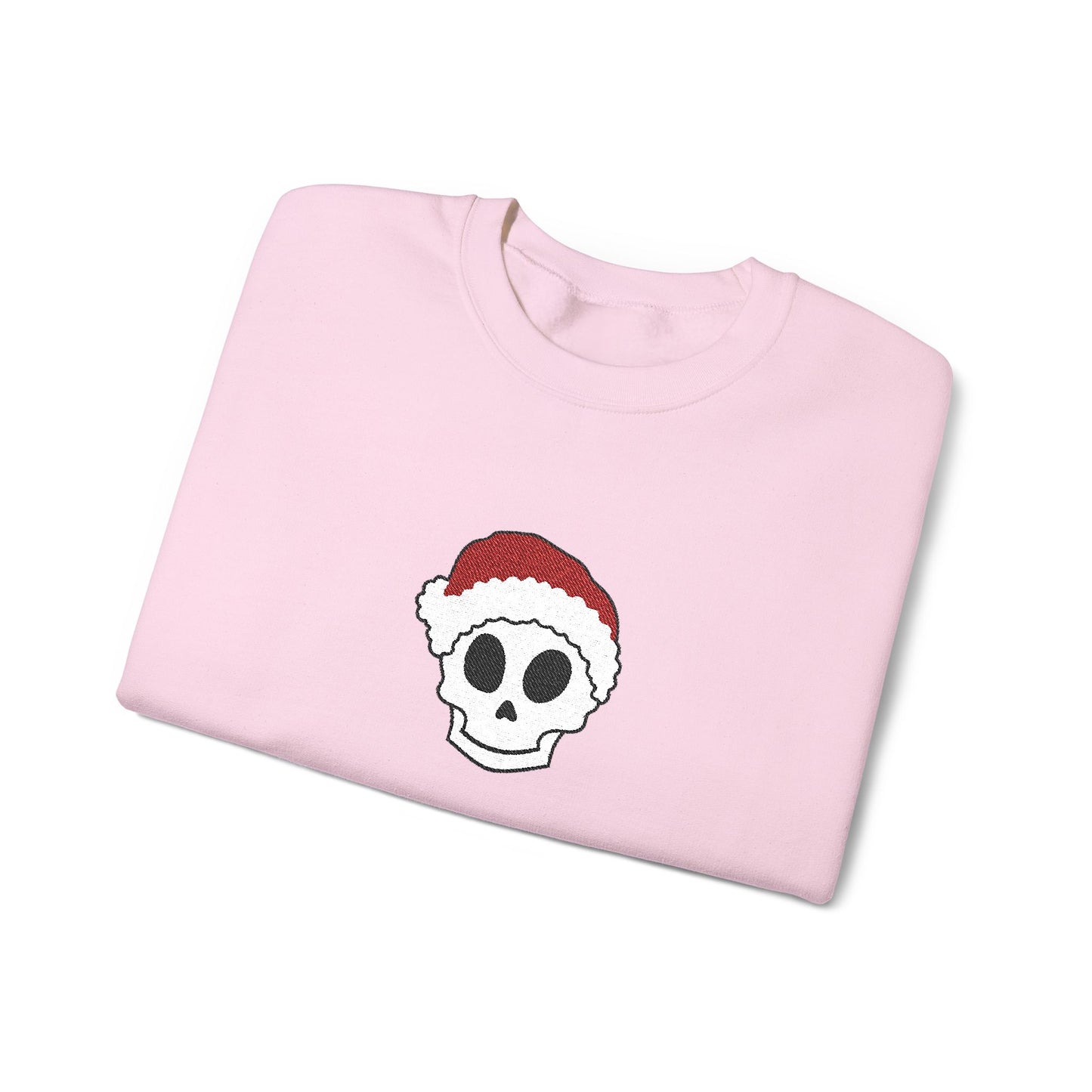 Embroidered Skull Christmas Sweatshirt For Her Goth Holiday Crewneck Gift For Best Friend Alt Winter Pullover For Him Spooky Santa Top Teen