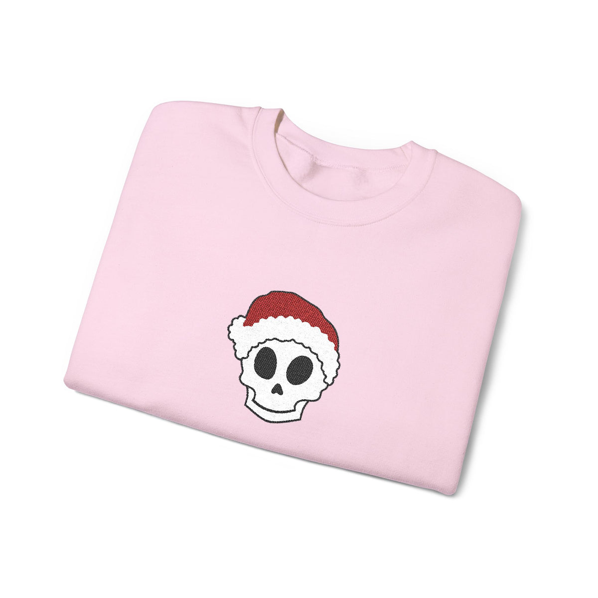 Embroidered Skull Christmas Sweatshirt For Her Goth Holiday Crewneck Gift For Best Friend Alt Winter Pullover For Him Spooky Santa Top Teen