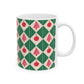Pattern Christmas Mug Gift For Mom Vintage Harlequin Coffee Cup Present For Sister Retro Ceramic Holiday Drinkware