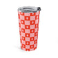 Christmas Tree Checker Tumbler Gift For Couple Holiday Travel Mug Present For Friends Insulated Drinkware Winter Coffee Cup Unisex Style