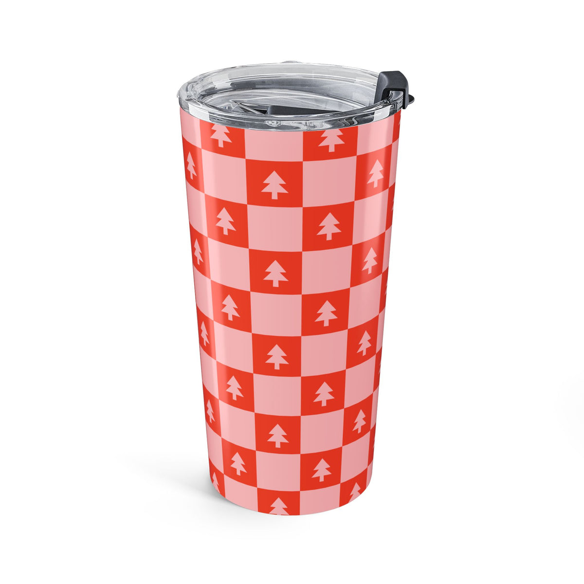 Christmas Tree Checker Tumbler Gift For Couple Holiday Travel Mug Present For Friends Insulated Drinkware Winter Coffee Cup Unisex Style