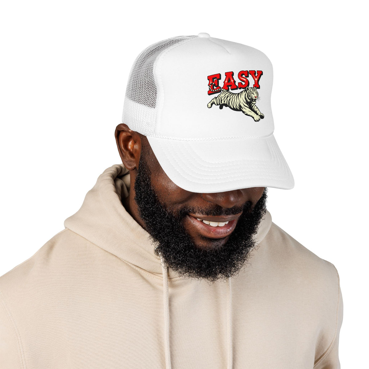 Easy Tiger Trucker Hat For Anniversary Gift Funny Tiger Cap for Dad Retro Animal Hat Gift For Tiger Lover Bold Graphic Summer Baseball Cap