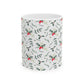 Pattern Christmas Mug Gift For Mom Holly Berry Coffee Cup Present For Sister Winter Drinkware Botanical Ceramic