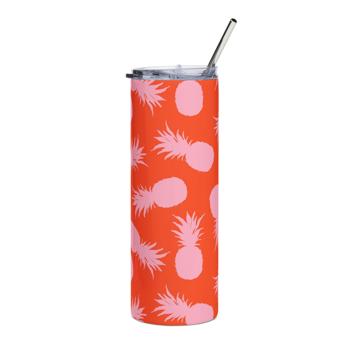 Pineapple Print Tumbler For Women Cute Tropical Drink Cup For Summer Iced Coffee Travel Mug Gift For Traveler Colorful Straw Cup Island Vibe