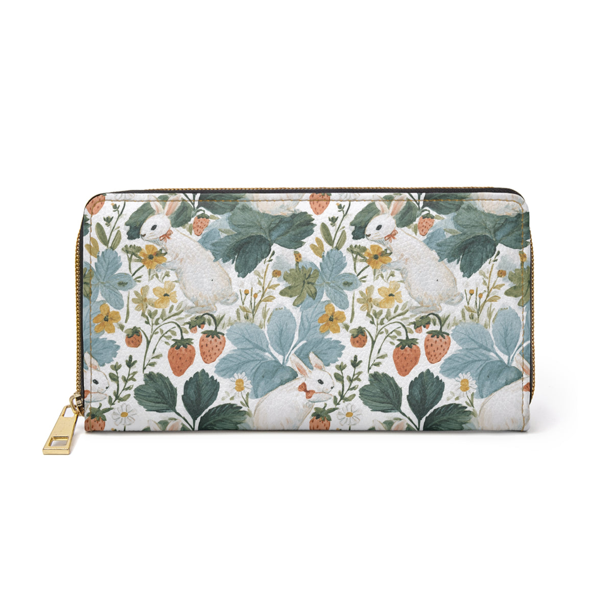 Cute Bunny Purse Cottagecore Fashion Strawberry Wallet Floral Zipper Purse Gift For Gardener Rabbit Coin Wallet…