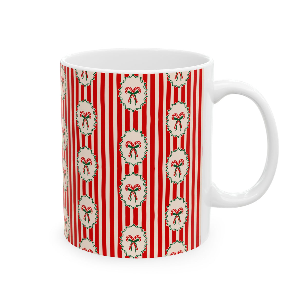 Pattern Christmas Mug Gift For Mom Candy Cane Coffee Cup Present For Sister Red Striped Ceramic Drinkware