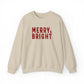 Merry Bright Sweatshirt Gift For Girlfriend Christmas Crewneck Winter Present For Mom Festive Letter Pullover Cozy Holiday Outfit Top Style