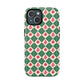 Christmas Ornament Phone Case Gift For Sister Magnetic iPhone Cover Holiday Harlequin Pattern Tough Protective Winter Accessory Style Charm
