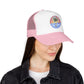 Palm Beach Trucker Hat For Girlfriend Retro Tropical Cap Coastal Vacation Headwear Mesh Snapback For Mom Island Escape Fashion Gift Style