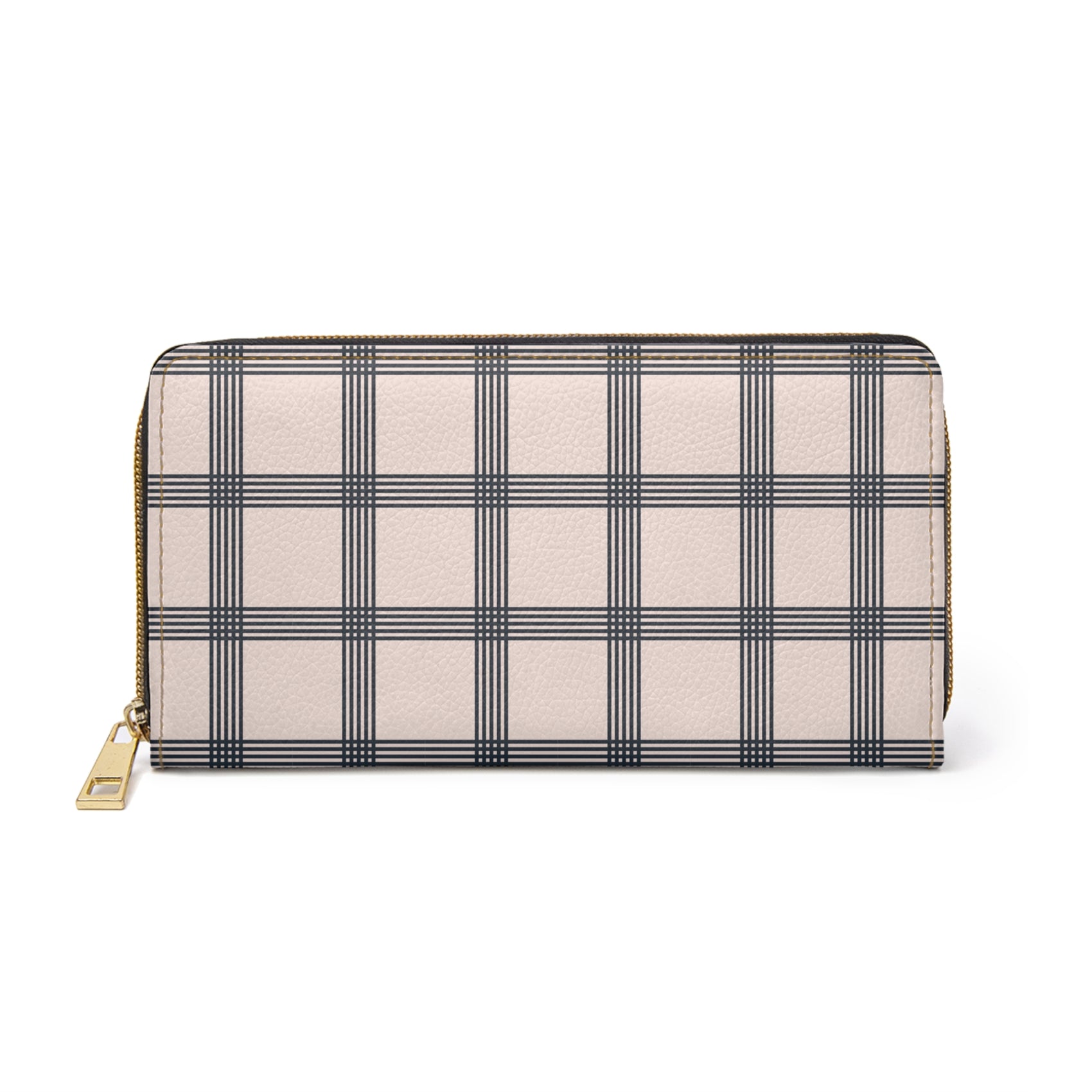 Pastel Pink Black Checkered Zipper Wallet Gift For Teen Girl Wallet Modern Minimalist Card Pouch Beige Checkered Purse For Woman Boss Gift