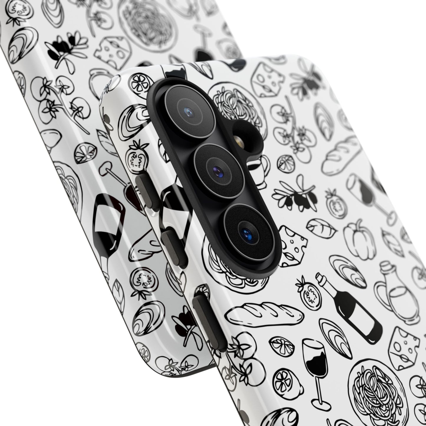 Italian Food Phone Case for Women Minimal Black White Cover Cute Pasta Lover Gift Chic European Style Accessory Case Gift For Traveler Italy