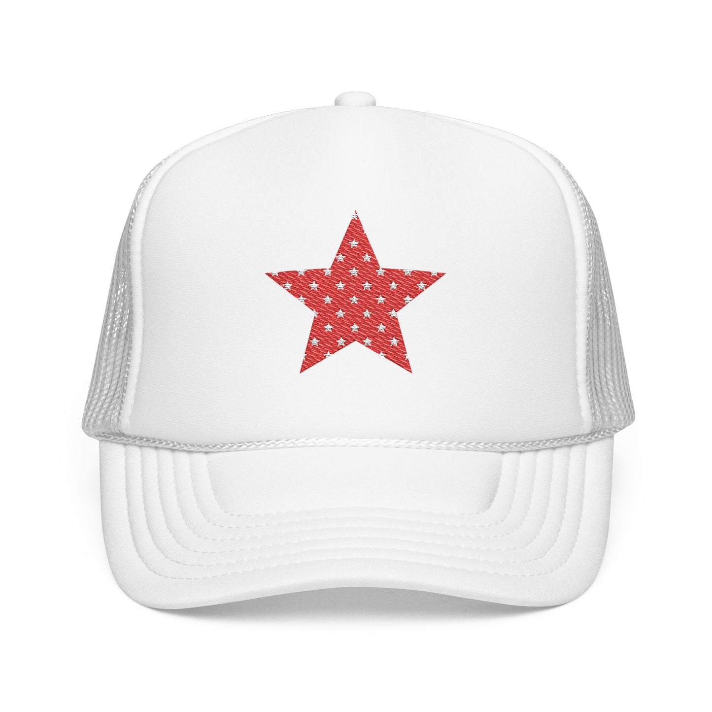 Fourth Of July Embroidered Red Star Hat Patriotic Trucker Cap Memorial Day Outfit USA Travel Souvenir USA Expat Gift Beach Day Cap Cute Vibe