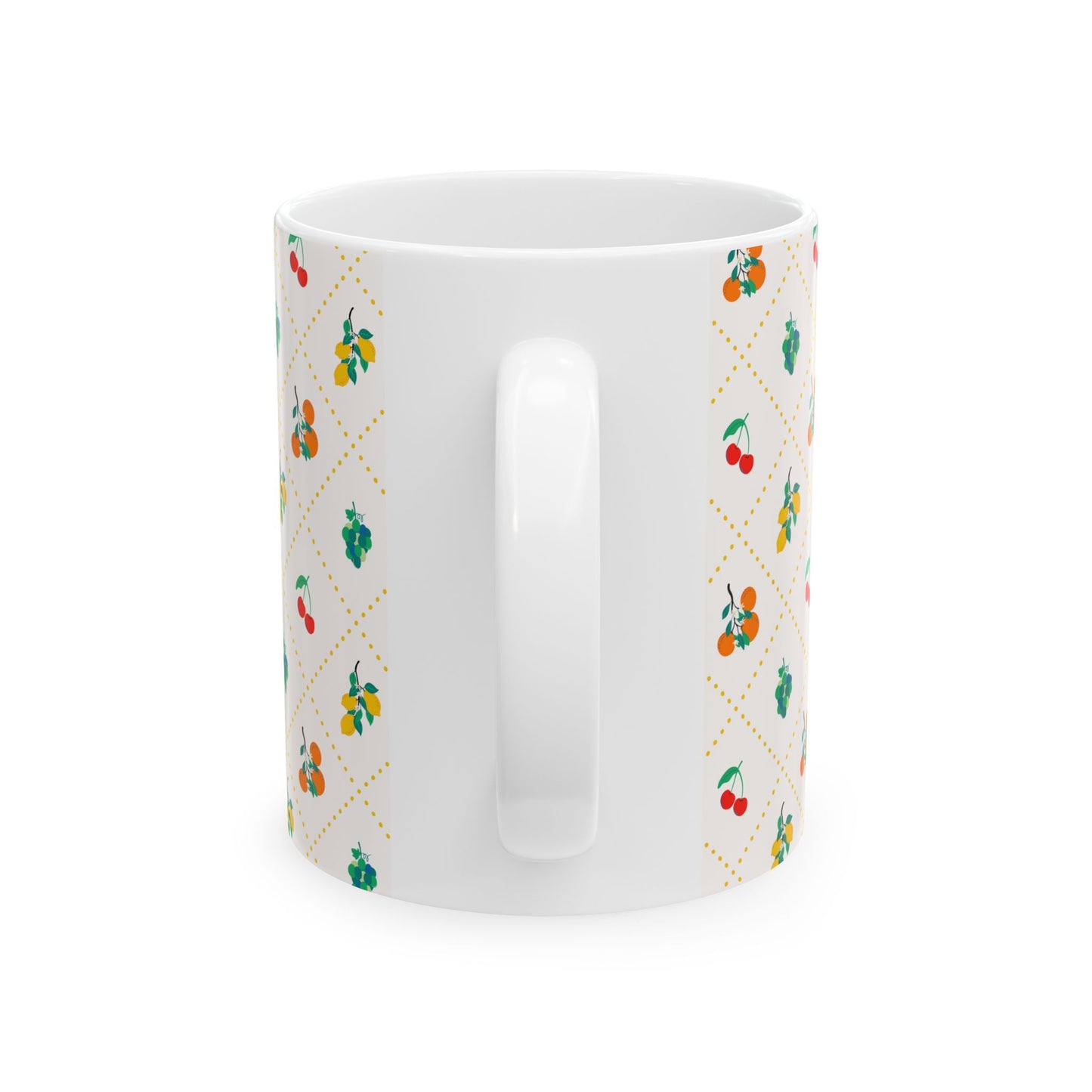 Bright Fruit Ceramic Mug Cherry Orange Leaf Kitchen Coffee Tea Cup Dishwasher Microwave Safe Summer Morning Breakfast Gift Fun Retro