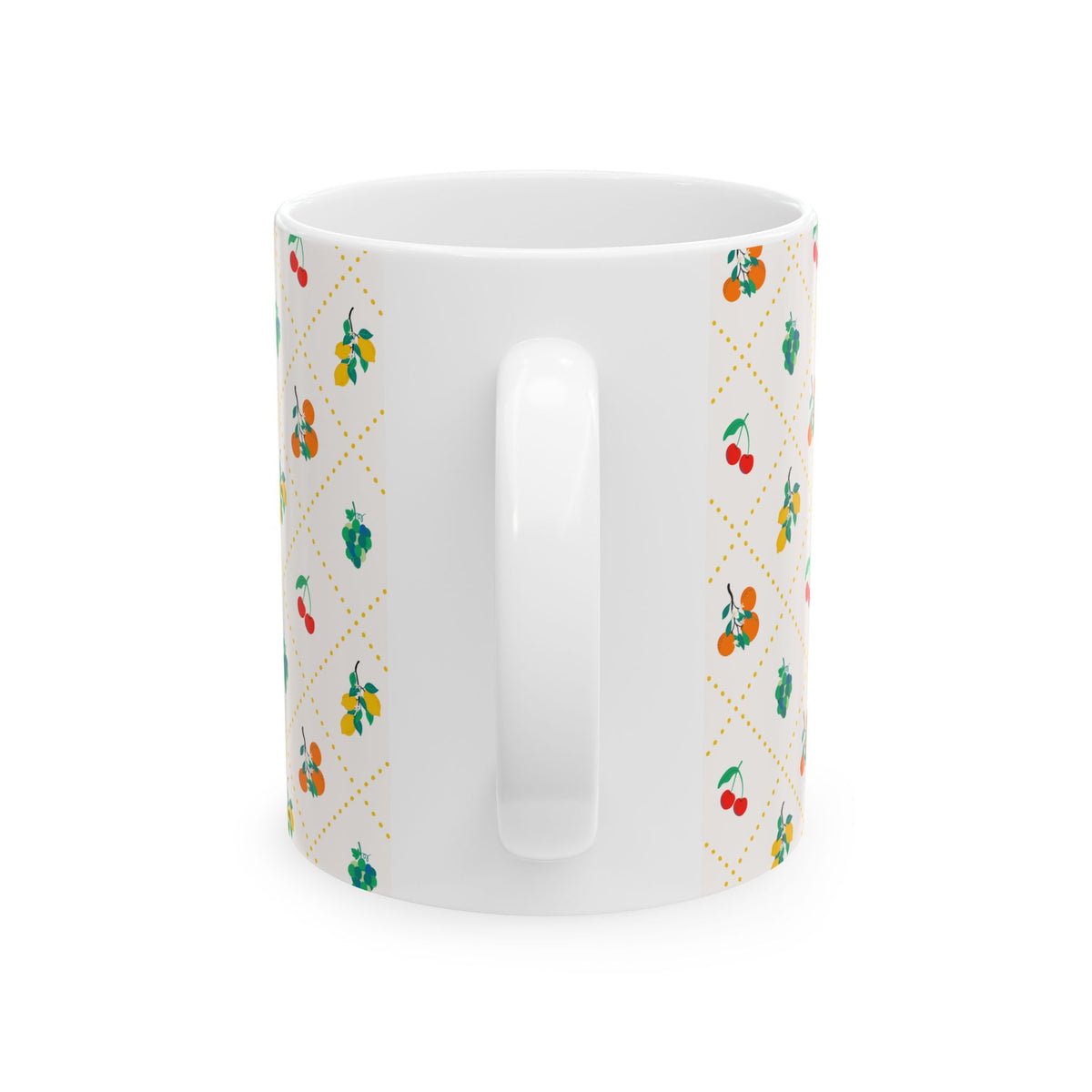 Bright Fruit Ceramic Mug Cherry Orange Leaf Kitchen Coffee Tea Cup Dishwasher Microwave Safe Summer Morning Breakfast Gift Fun Retro