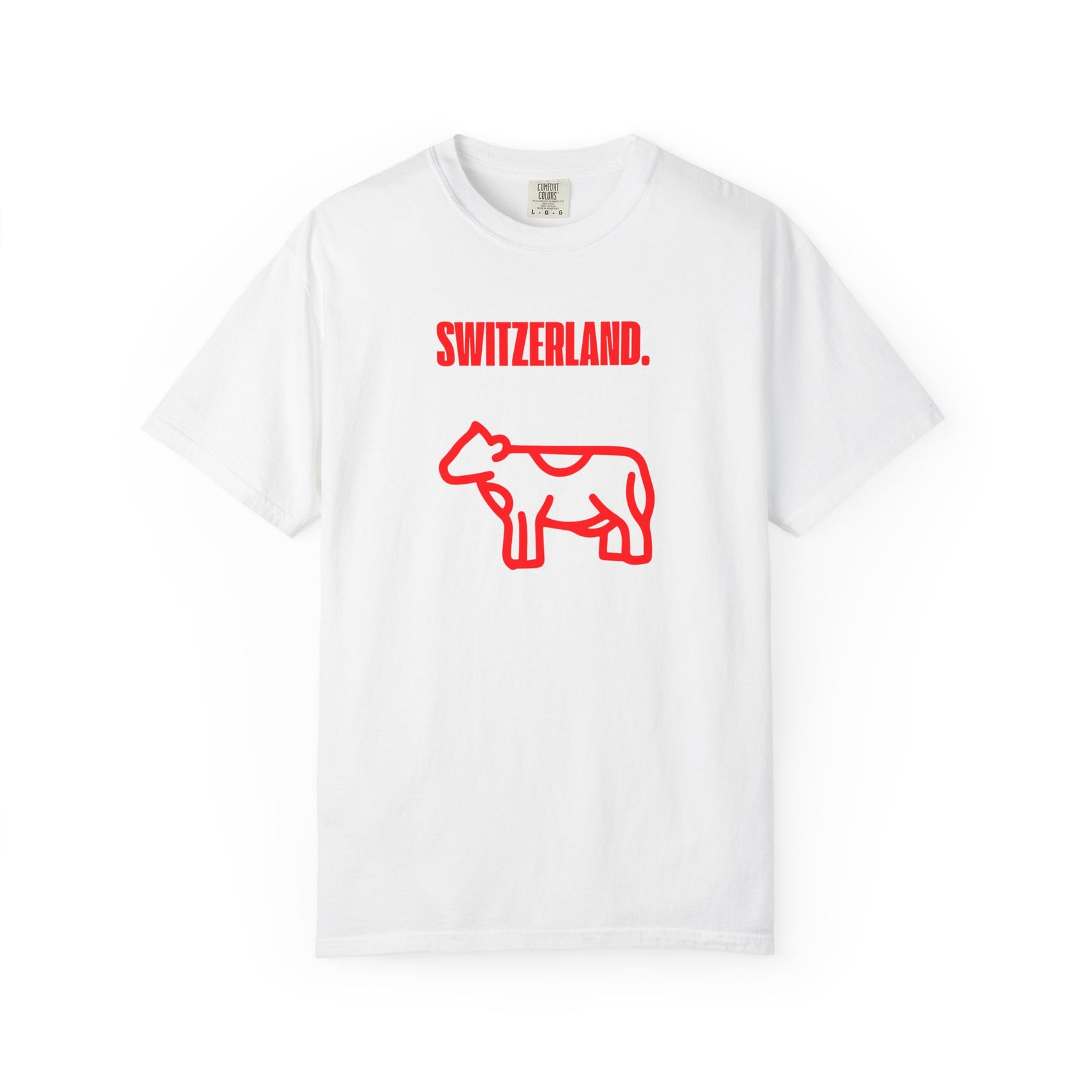 Switzerland Graphic T Shirt Gift For Traveler Swiss Travel Shirt Minimal Alpine Souvenir Tee Red Cow Outline Vacation Gift Summer Travel Top