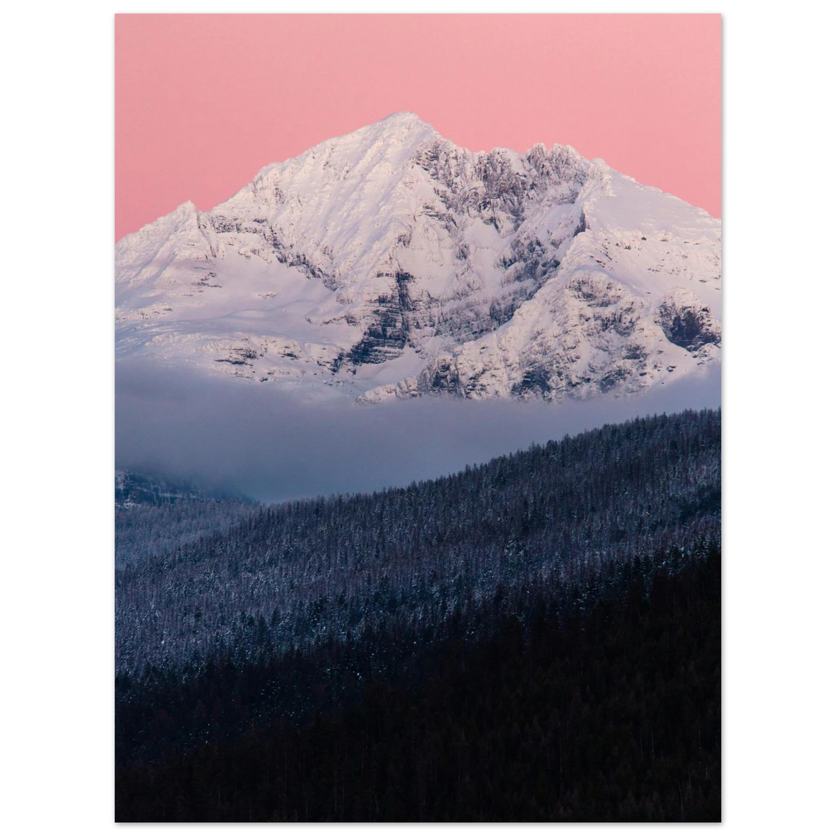 Pink Mountain Wall Art Poster Snowy Gunsight Mountain Landscape Blush Sky Nature Decor #PD_305 product image
