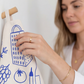Italy Tea Towel For Italy Lovers, Blue Doodle Wine & Cheese Kitchen Tea Towel For Italian Kitchen, Cotton-Poly Blend Drying Towel