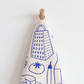 Italy Tea Towel For Italy Lovers, Blue Doodle Wine & Cheese Kitchen Tea Towel For Italian Kitchen, Cotton-Poly Blend Drying Towel