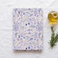 Italy Tea Towel For Italy Lovers, Blue Doodle Wine & Cheese Kitchen Tea Towel For Italian Kitchen, Cotton-Poly Blend Drying Towel