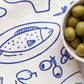 Italy Tea Towel For Italy Lovers, Blue Doodle Wine & Cheese Kitchen Tea Towel For Italian Kitchen, Cotton-Poly Blend Drying Towel