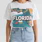 Florida Map T Shirt, Summer Florida Tee, Beach Aesthetic Shirt, Sunshine State Graphic Tee, Travel Aesthetic Top