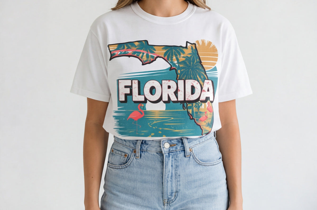 Florida Map T Shirt, Summer Florida Tee, Beach Aesthetic Shirt, Sunshine State Graphic Tee, Travel Aesthetic Top – product image 6