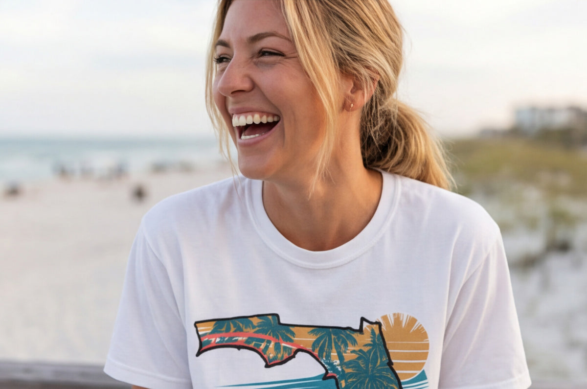 Florida Map T Shirt, Summer Florida Tee, Beach Aesthetic Shirt, Sunshine State Graphic Tee, Travel Aesthetic Top – product image 8
