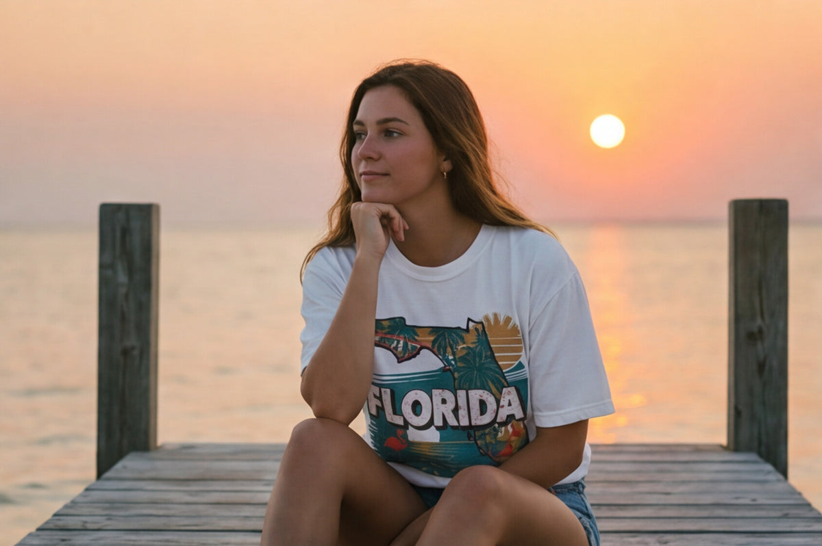 Florida Map T Shirt, Summer Florida Tee, Beach Aesthetic Shirt, Sunshine State Graphic Tee, Travel Aesthetic Top – product image 11