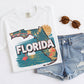 Florida Map T Shirt, Summer Florida Tee, Beach Aesthetic Shirt, Sunshine State Graphic Tee, Travel Aesthetic Top