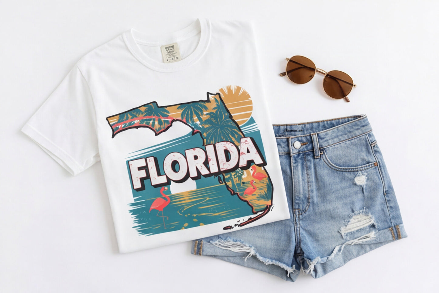 Florida Map T Shirt, Summer Florida Tee, Beach Aesthetic Shirt, Sunshine State Graphic Tee, Travel Aesthetic Top