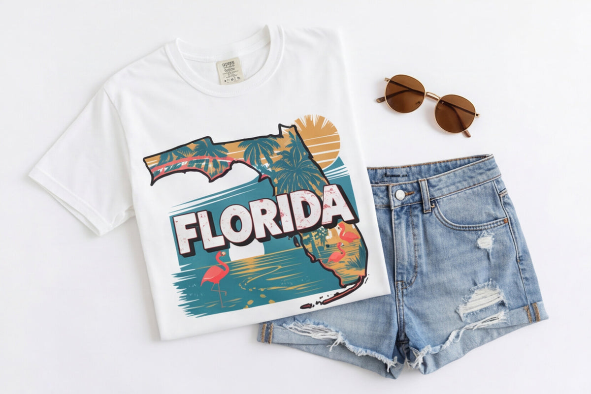 Florida Map T Shirt, Summer Florida Tee, Beach Aesthetic Shirt, Sunshine State Graphic Tee, Travel Aesthetic Top – product image 2