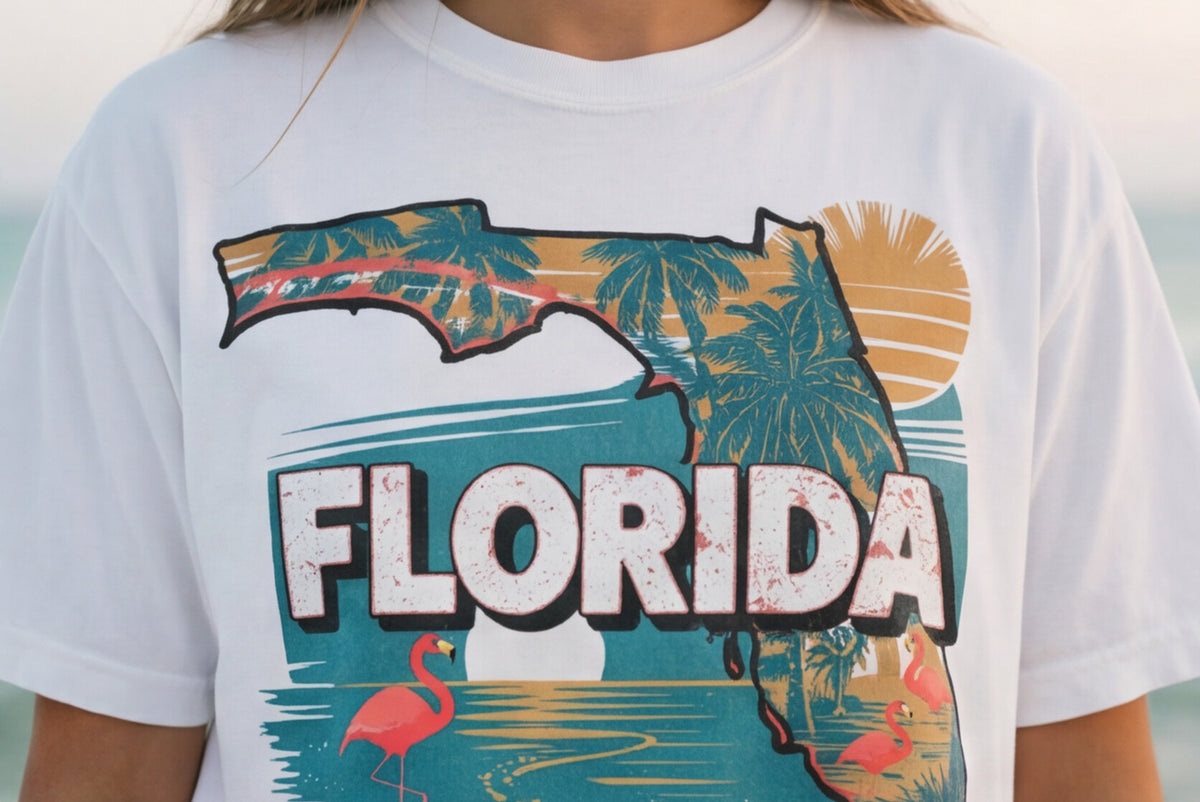Florida Map T Shirt, Summer Florida Tee, Beach Aesthetic Shirt, Sunshine State Graphic Tee, Travel Aesthetic Top – product image 15