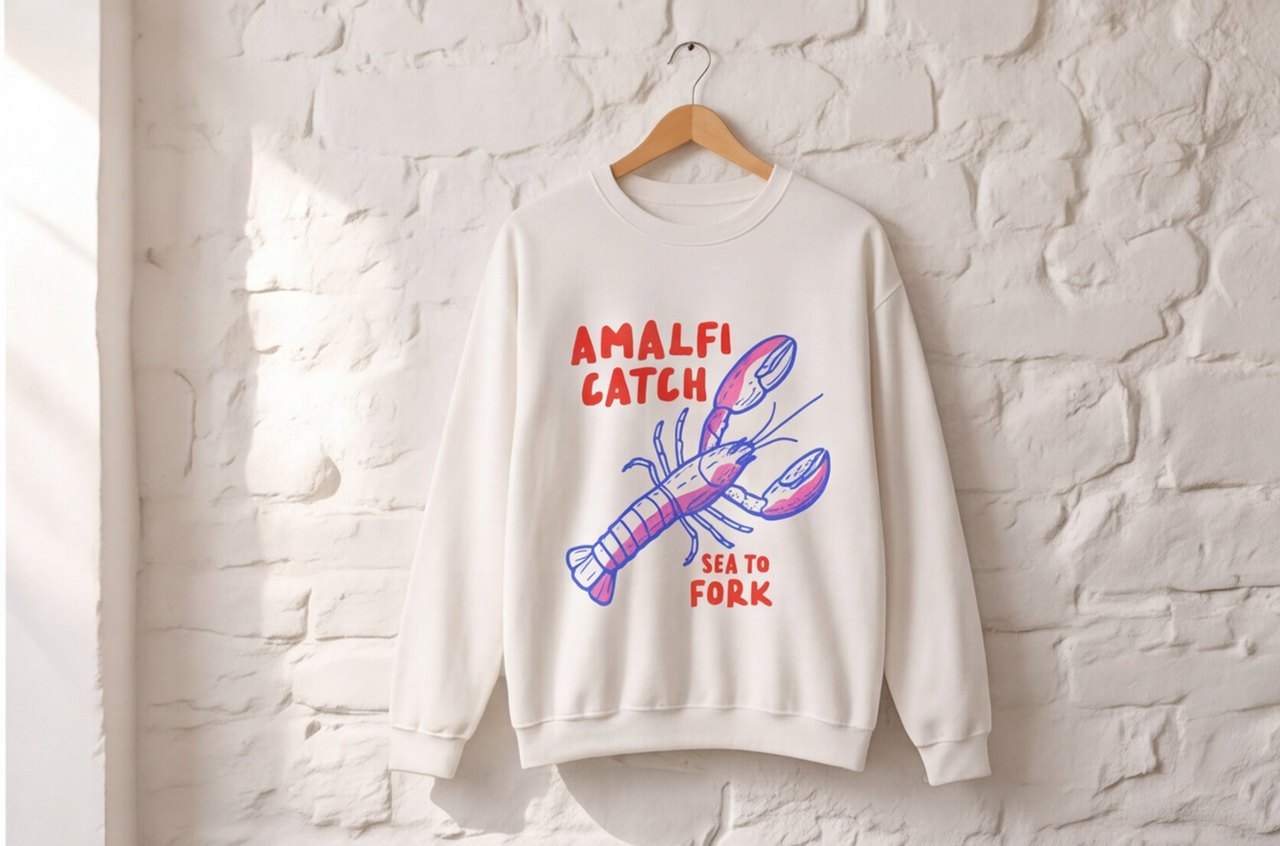 Amalfi Coast Sweatshirt Italy Inspired Top Seafood Graphic Pullover Gift For Italy Lover Mediterranean Vacation Crewneck Italian Souvenir