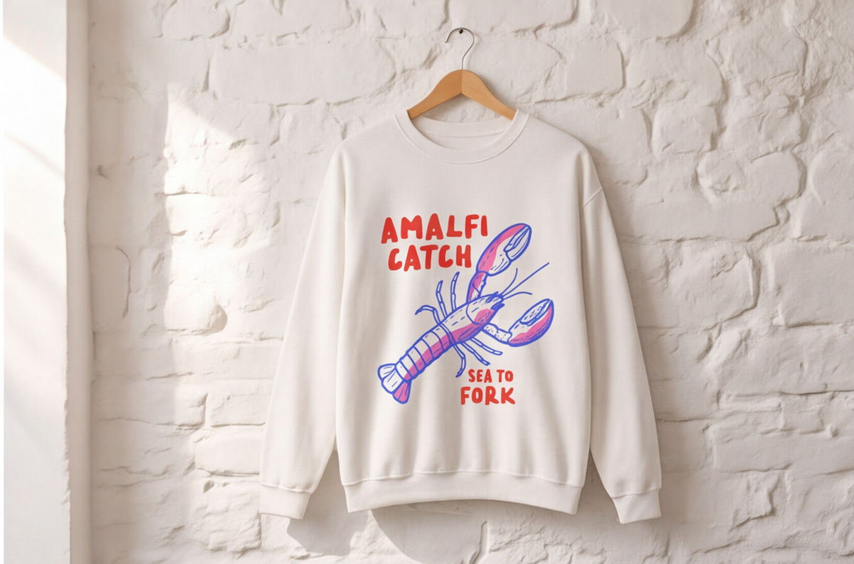 Amalfi Coast Sweatshirt Italy Inspired Top Seafood Graphic Pullover Gift For Italy Lover Mediterranean Vacation… – product image 4