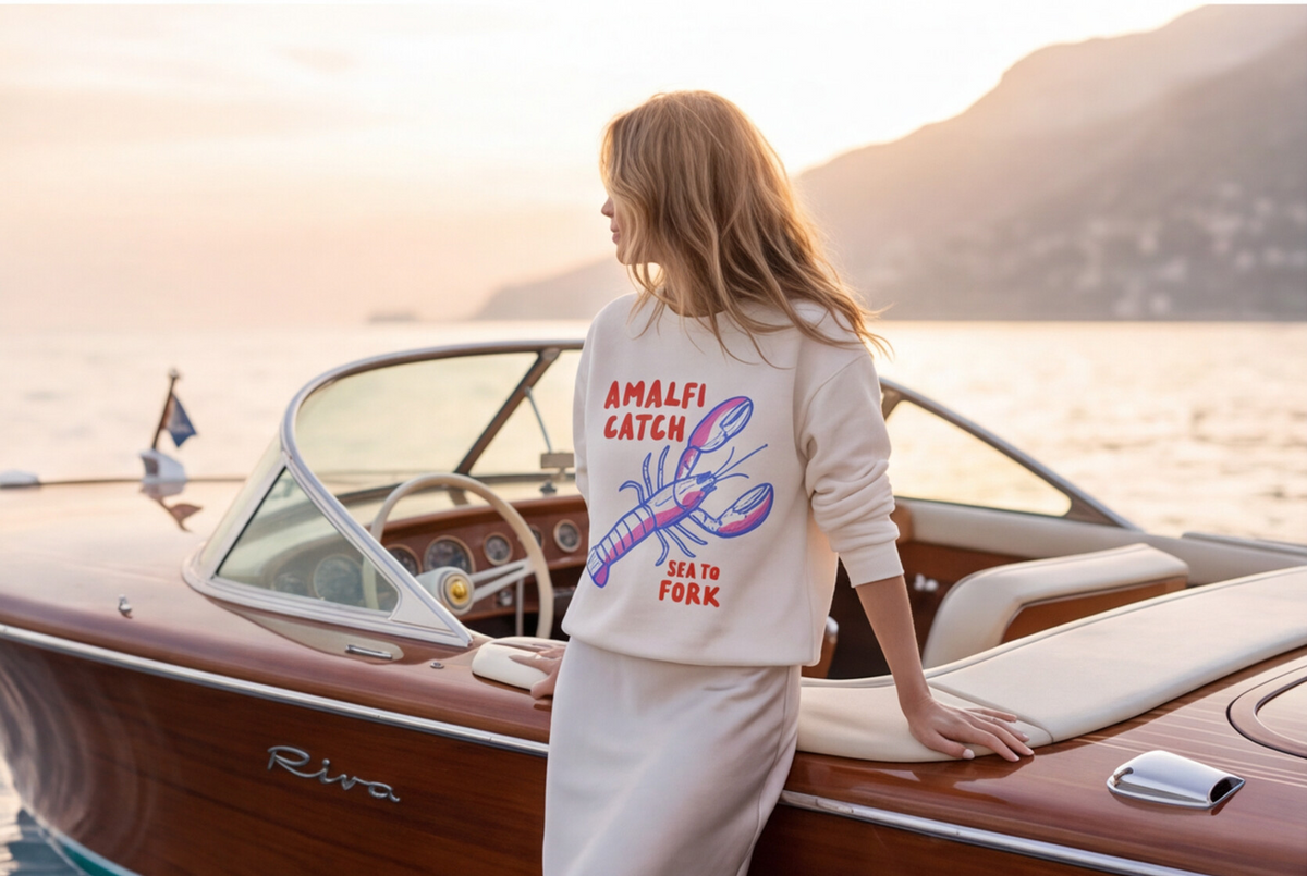 Amalfi Coast Sweatshirt Italy Inspired Top Seafood Graphic Pullover Gift For Italy Lover Mediterranean Vacation… – product image 7