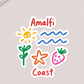 Italian Souvenirs Gift Sticker For Italy Lovers, Amalfi Coast Doodle Sticker, Summer Travel Kiss-Cut Sticker For Ocean Lovers, Surf Sticker