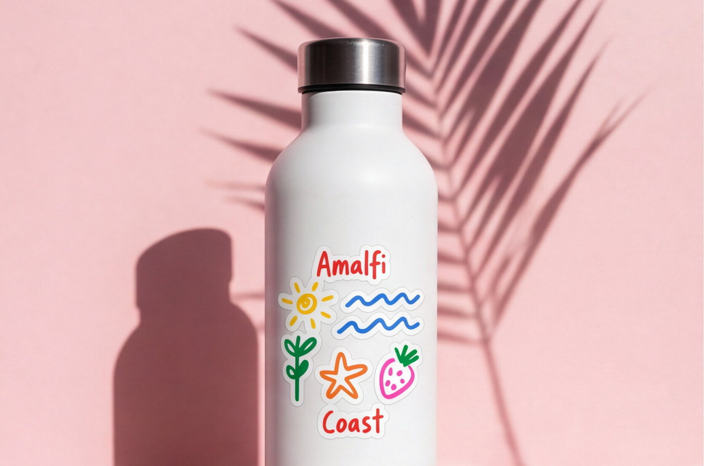 Italian Souvenirs Gift Sticker For Italy Lovers, Amalfi Coast Doodle Sticker, Summer Travel Kiss-Cut Sticker For Ocean Lovers, Surf Sticker
