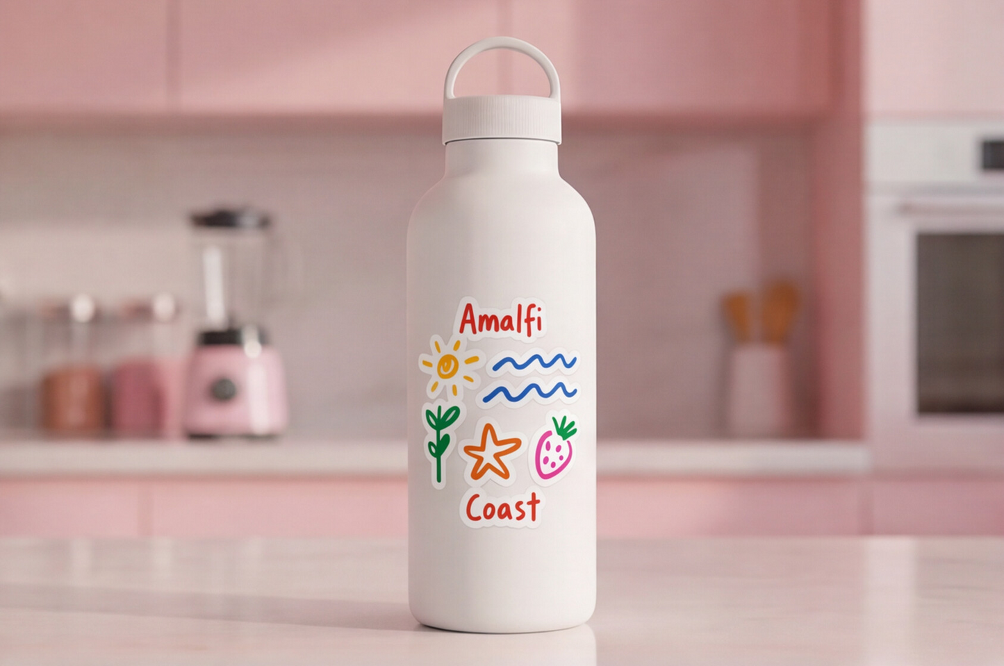 Italian Souvenirs Gift Sticker For Italy Lovers, Amalfi Coast Doodle Sticker, Summer Travel Kiss-Cut Sticker For Ocean Lovers, Surf Sticker