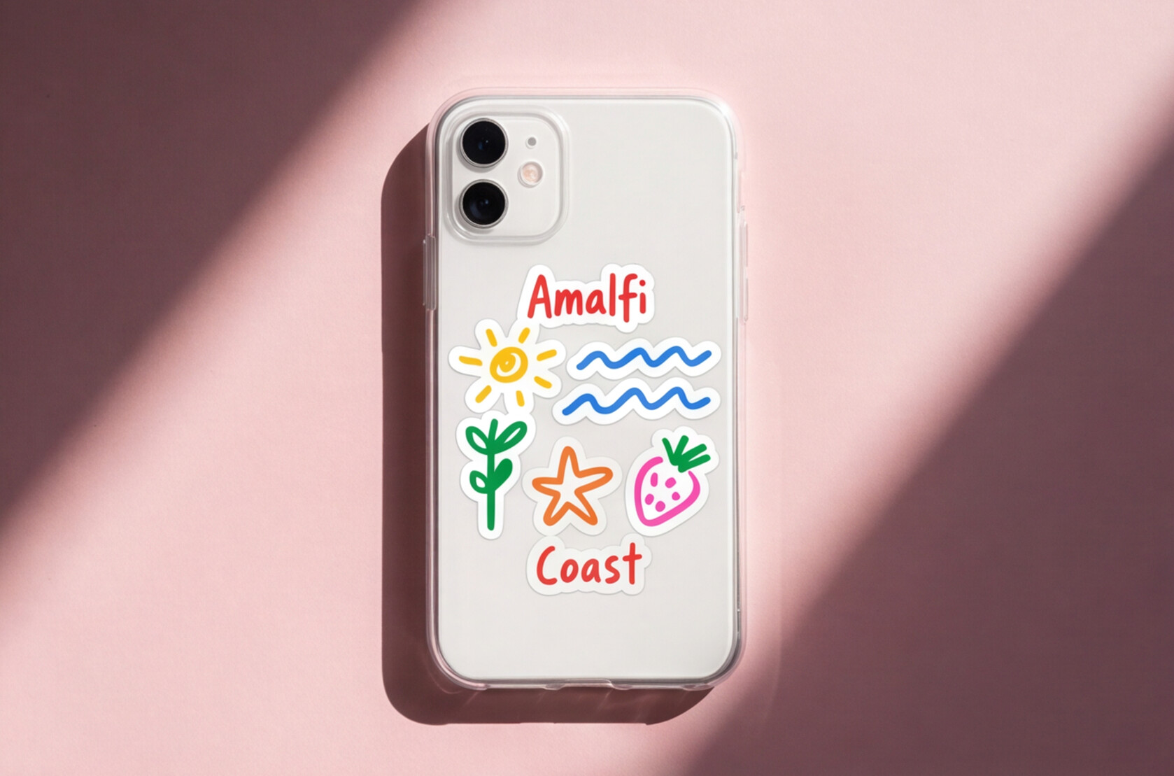 Italian Souvenirs Gift Sticker For Italy Lovers, Amalfi Coast Doodle Sticker, Summer Travel Kiss-Cut Sticker For Ocean Lovers, Surf Sticker
