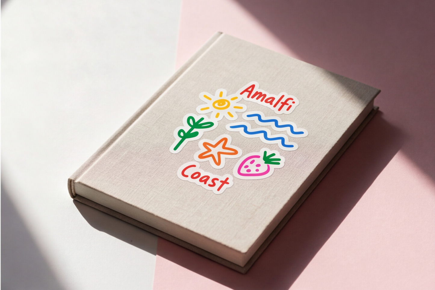 Italian Souvenirs Gift Sticker For Italy Lovers, Amalfi Coast Doodle Sticker, Summer Travel Kiss-Cut Sticker For Ocean Lovers, Surf Sticker