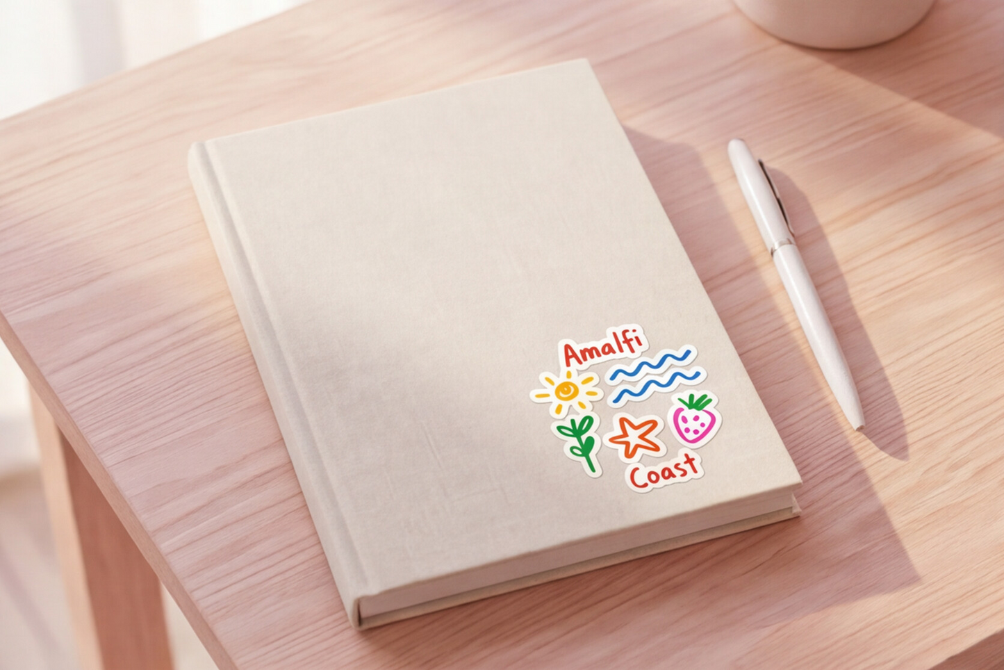 Italian Souvenirs Gift Sticker For Italy Lovers, Amalfi Coast Doodle Sticker, Summer Travel Kiss-Cut Sticker For Ocean Lovers, Surf Sticker