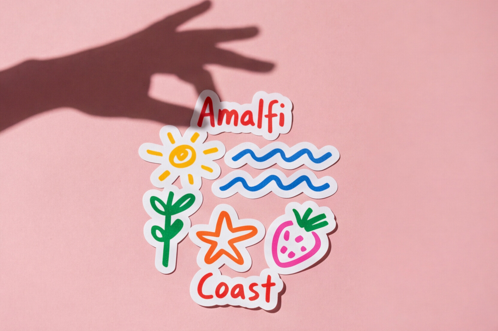 Italian Souvenirs Gift Sticker For Italy Lovers, Amalfi Coast Doodle Sticker, Summer Travel Kiss-Cut Sticker For Ocean Lovers, Surf Sticker