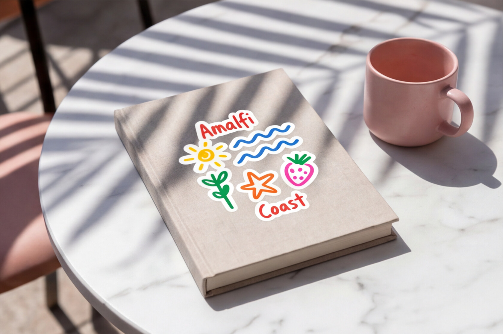 Italian Souvenirs Gift Sticker For Italy Lovers, Amalfi Coast Doodle Sticker, Summer Travel Kiss-Cut Sticker For Ocean Lovers, Surf Sticker